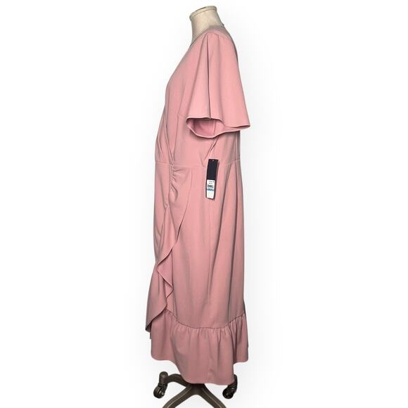 New $170 RACHEL ROY Ruffle Crystal Dress Faux Wrap Cascade Cocktail Pink Wedding - Picture 6 of 12